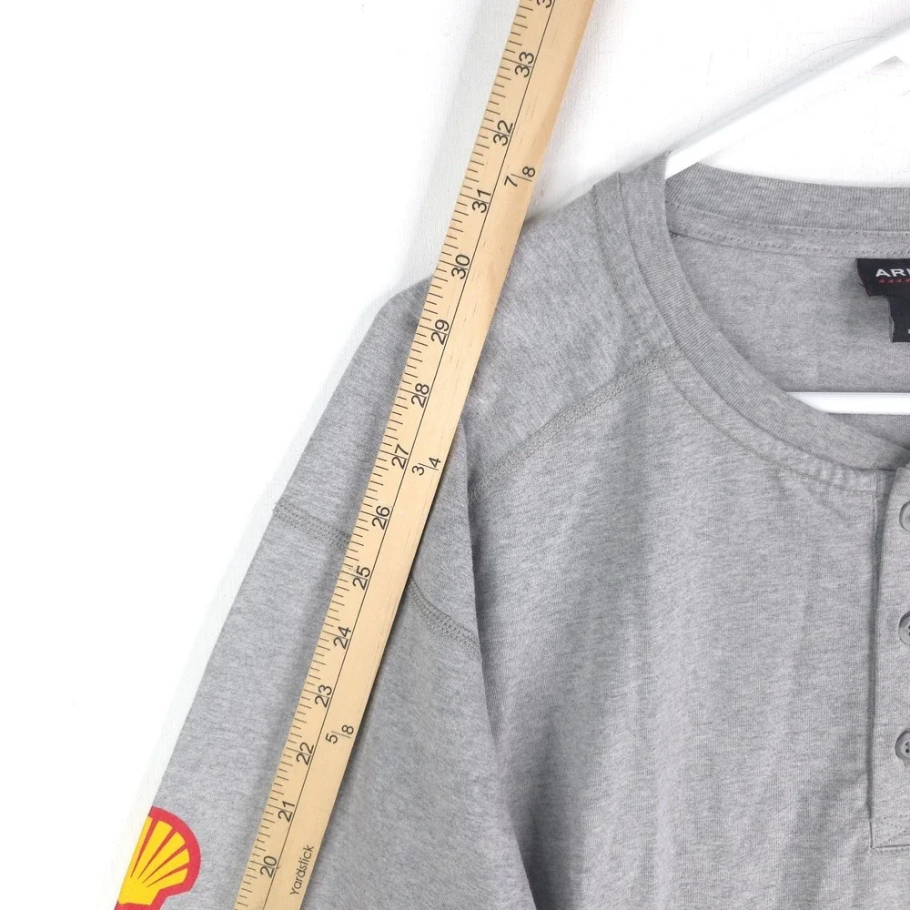 Ariat Men Gray Henley Large FR Work Crew Long Sleeve T-Shirt CAT2 2212 Perdido - Picture 5 of 16